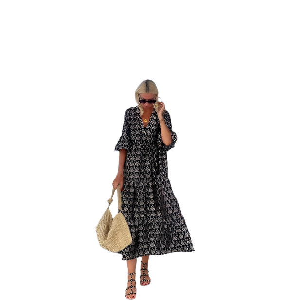 Sofia – Vielseitiges Midikleid mit V-Ausschnitt für Damen