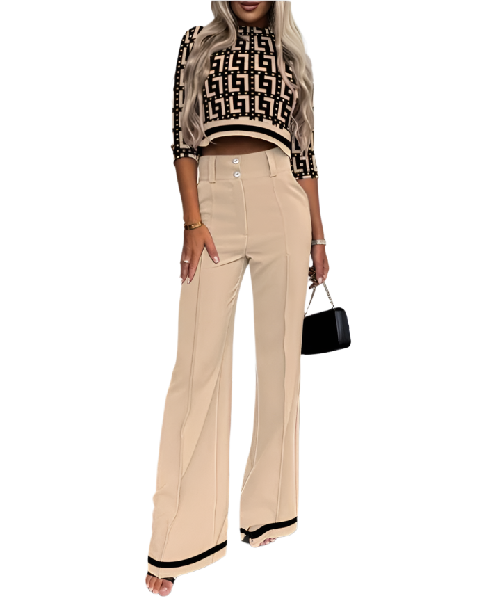 Isabella – Elegantes lässiges Blusen- und Hosenset für Damen