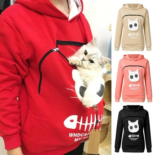 Lucia – Cozy Cat Lovers Women’s Hoodie with Pet Pouch