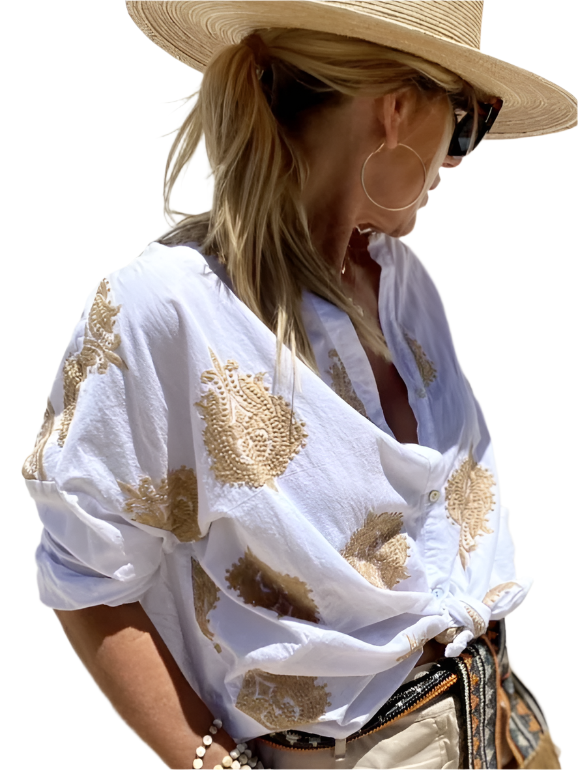 Olivia – Lässige Baumwoll-Leinen Bluse für Damen