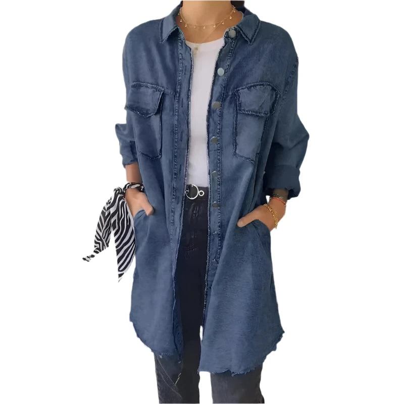 Giuliana – Langes Denim-Hemdblusenkleid für Damen