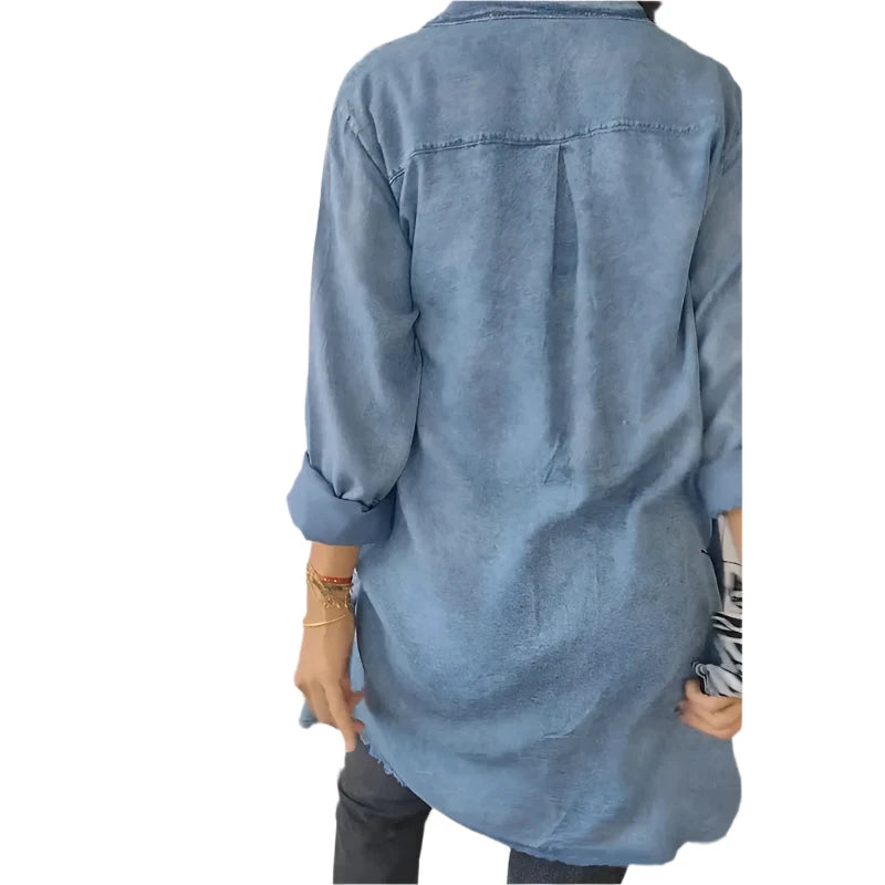 Giuliana – Langes Denim-Hemdblusenkleid für Damen