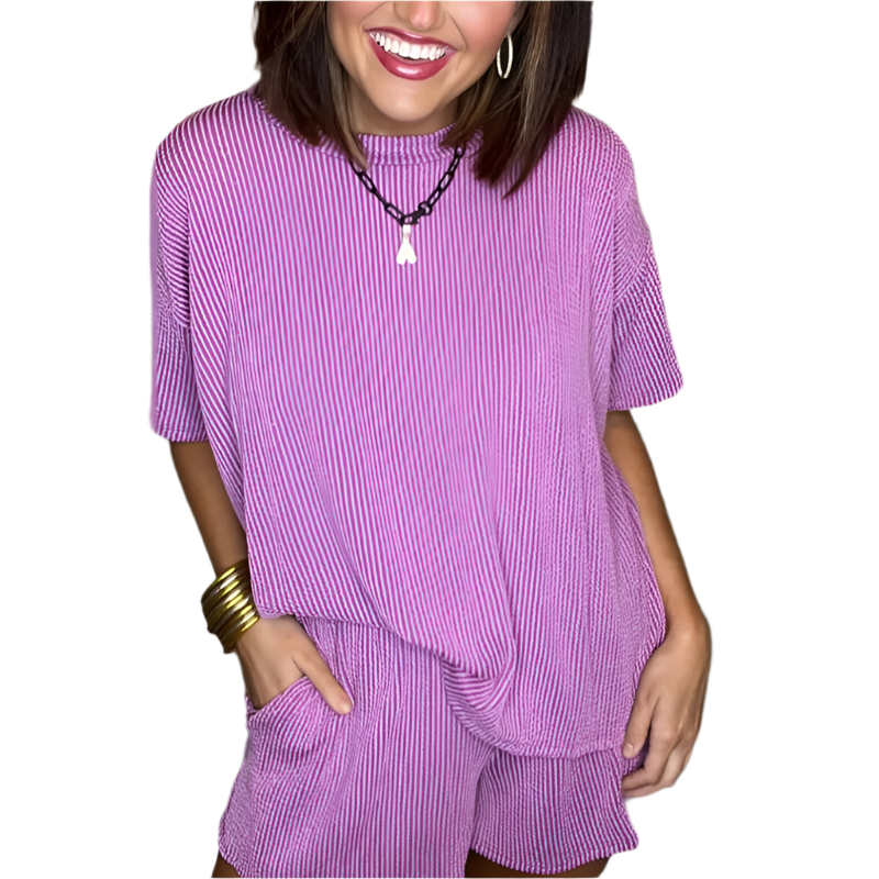 Sophia – Bequemes Geripptes Damen-Lounge Set