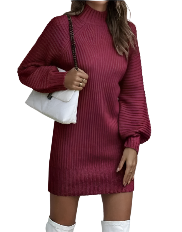 Caterina – Zeitloses Damen-Rollkragen-Strickkleid