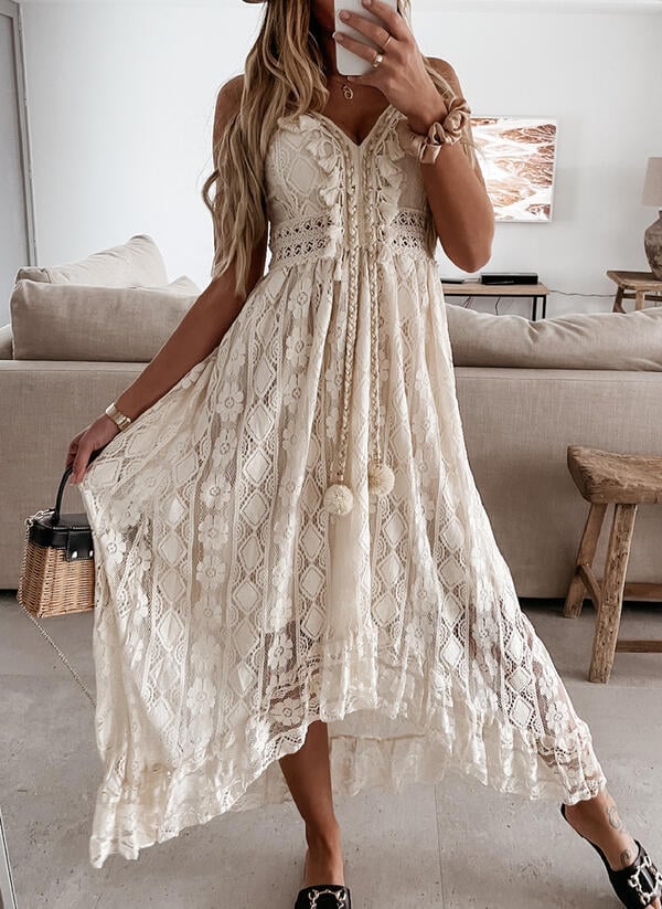 Chiara – Elegantes Kleid mit Schnürung und V-Ausschnitt für Frauen