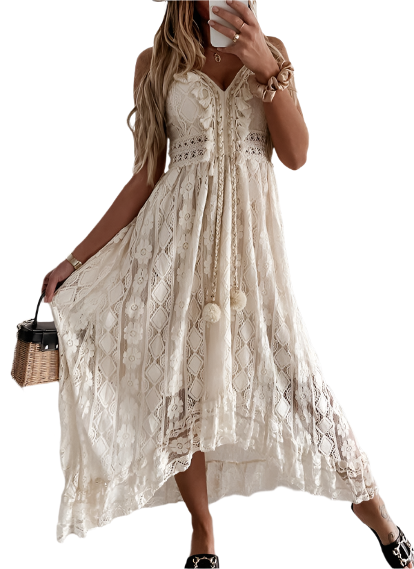 Chiara – Elegantes Kleid mit Schnürung und V-Ausschnitt für Frauen