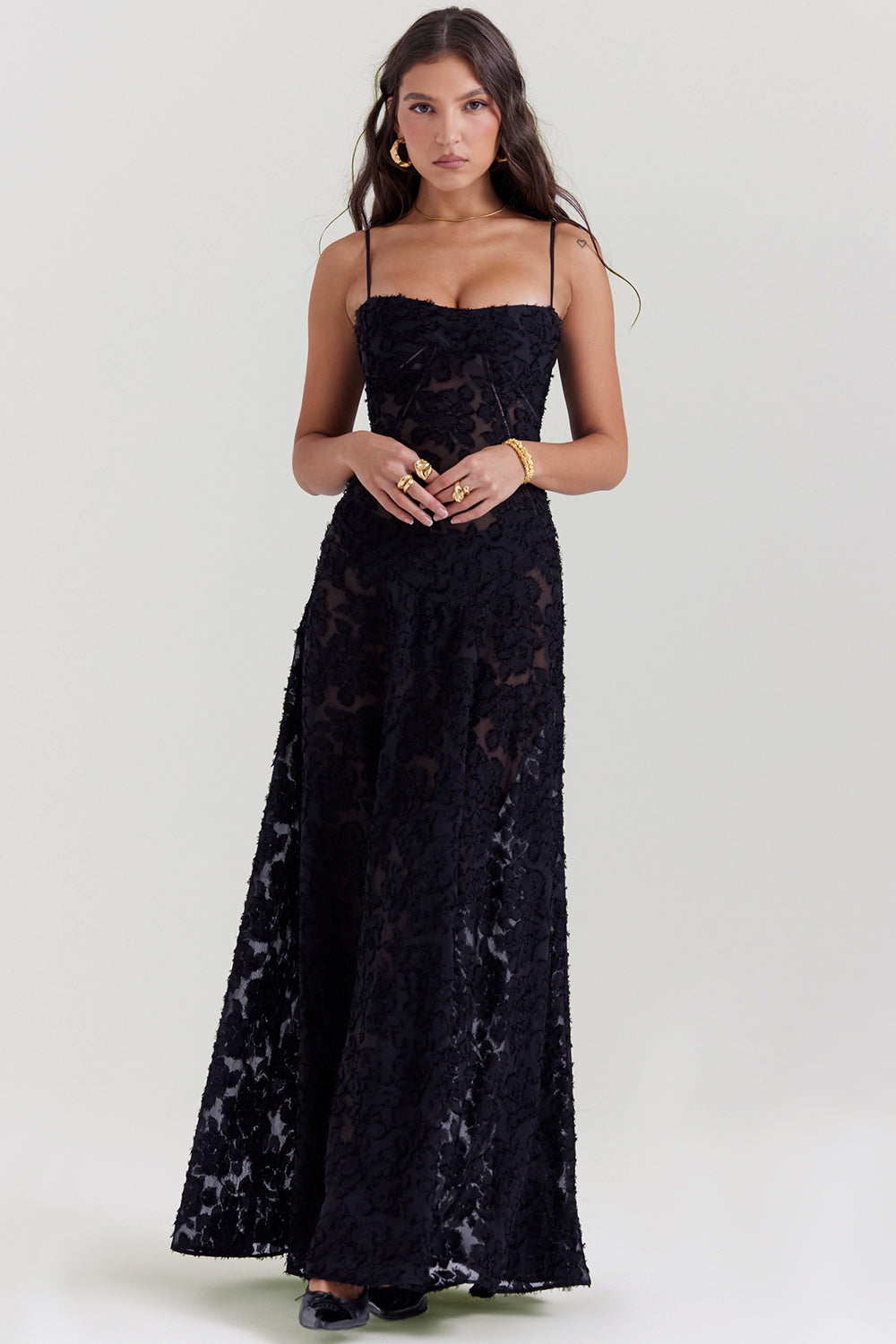 Sofia – Maxikleid mit Spaghettiträgern und Blumenmuster für Damen