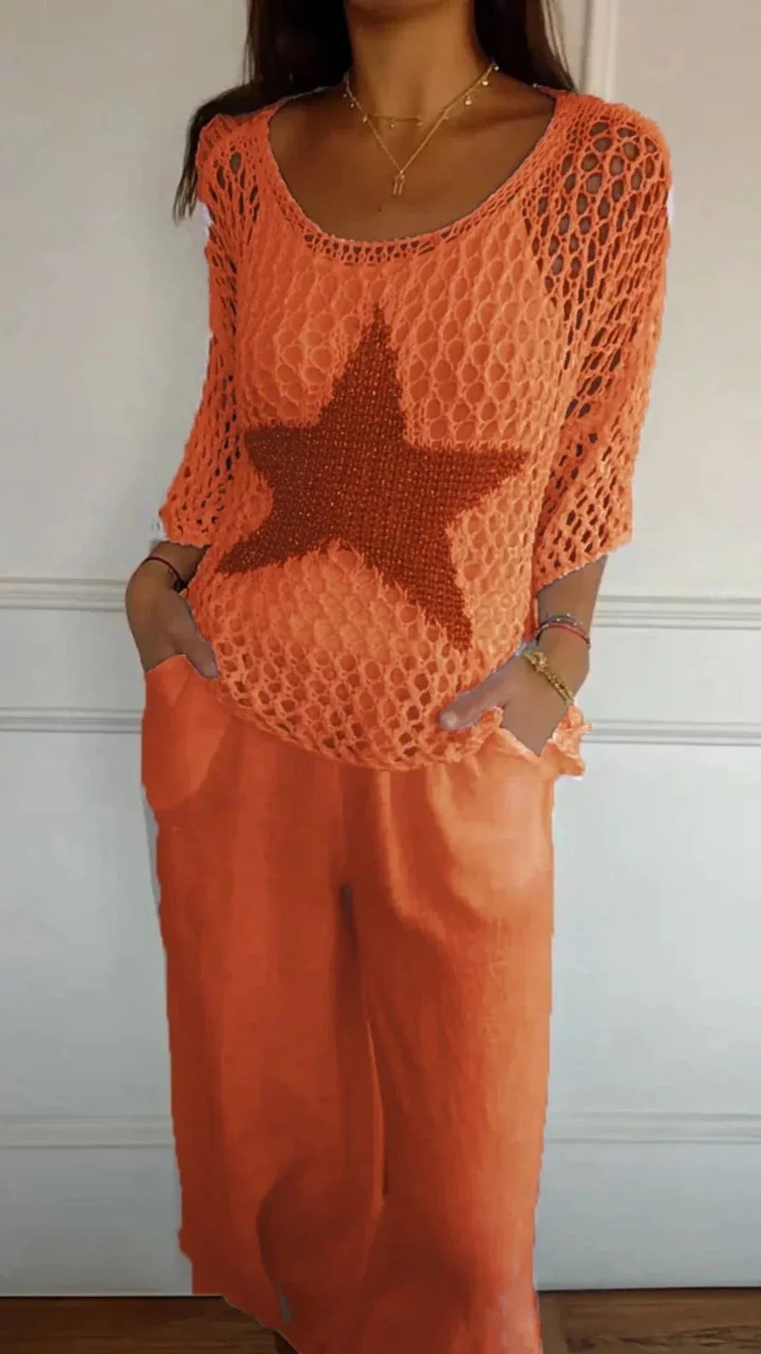 Stella – Elegantes Outfit-Set mit gehäkeltem Sternmuster für Damen