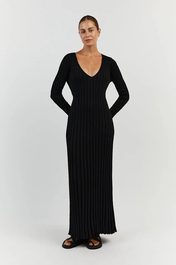 Elena – Luxuriöses Damen Midi-Strickkleid