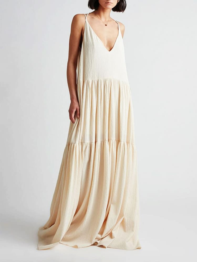 Mia – Elegantes V-Ausschnitt Maxikleid für Damen