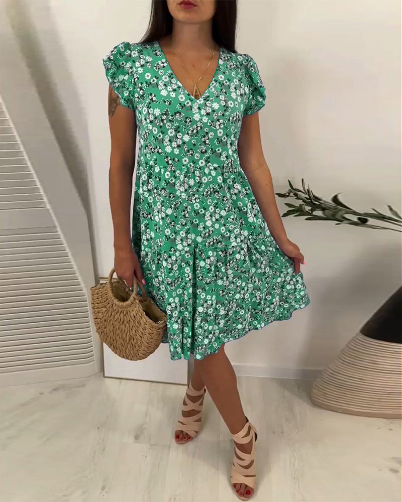 Elena – Blumiges Midi-Kleid für Damen
