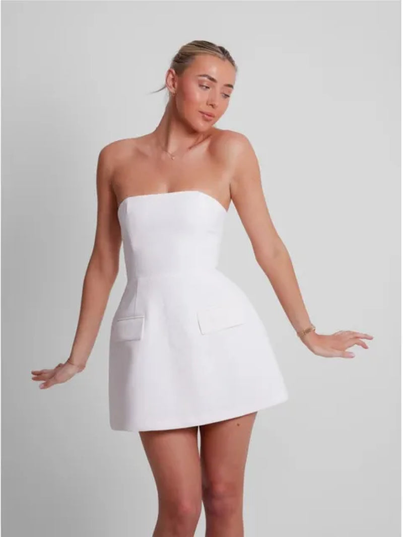 Giulia – Elegantes, trägerloses Kleid mit Taschen für Damen
