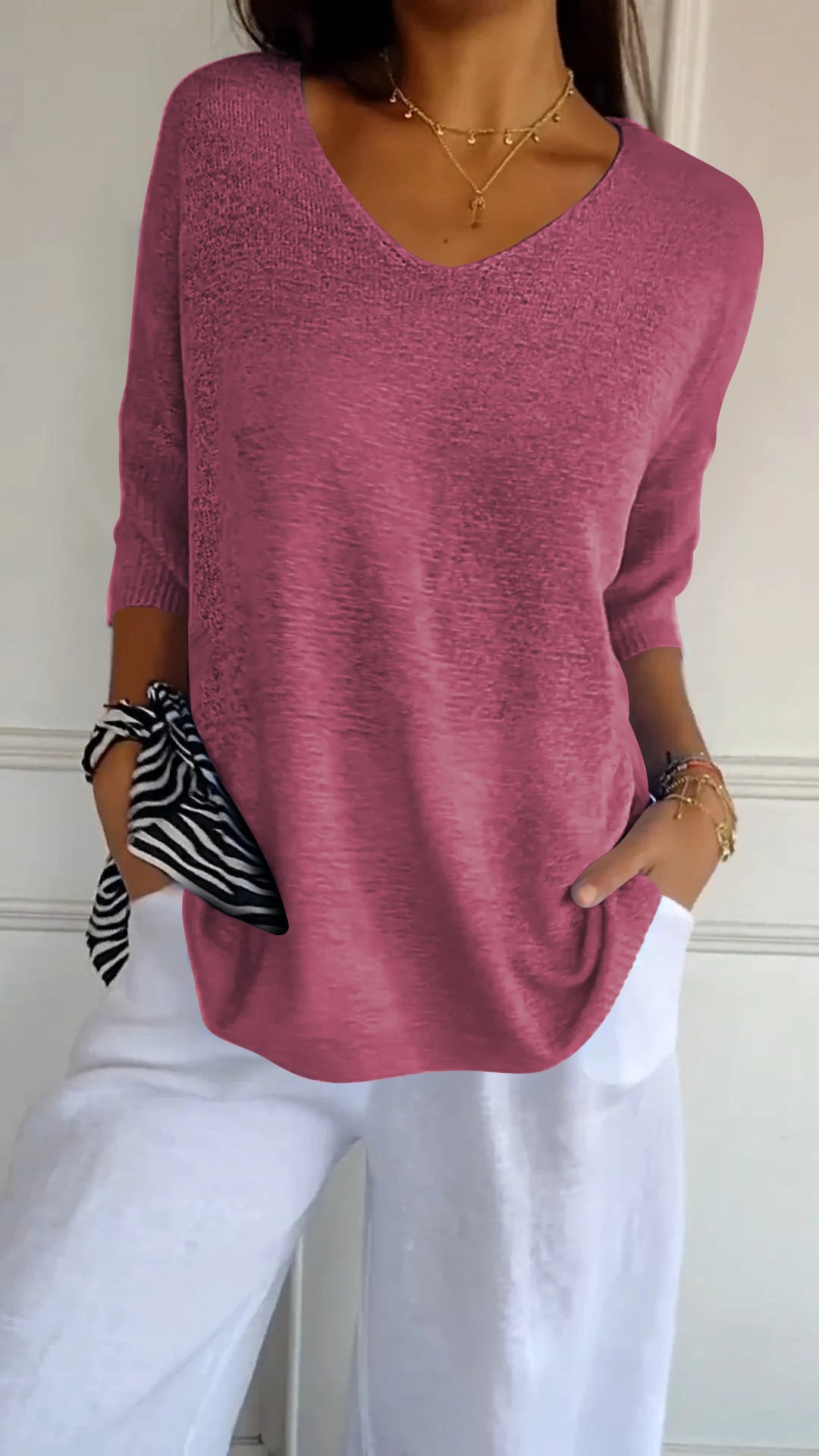 Isabella – Elegantes V-Ausschnitt Strickpullover für Damen
