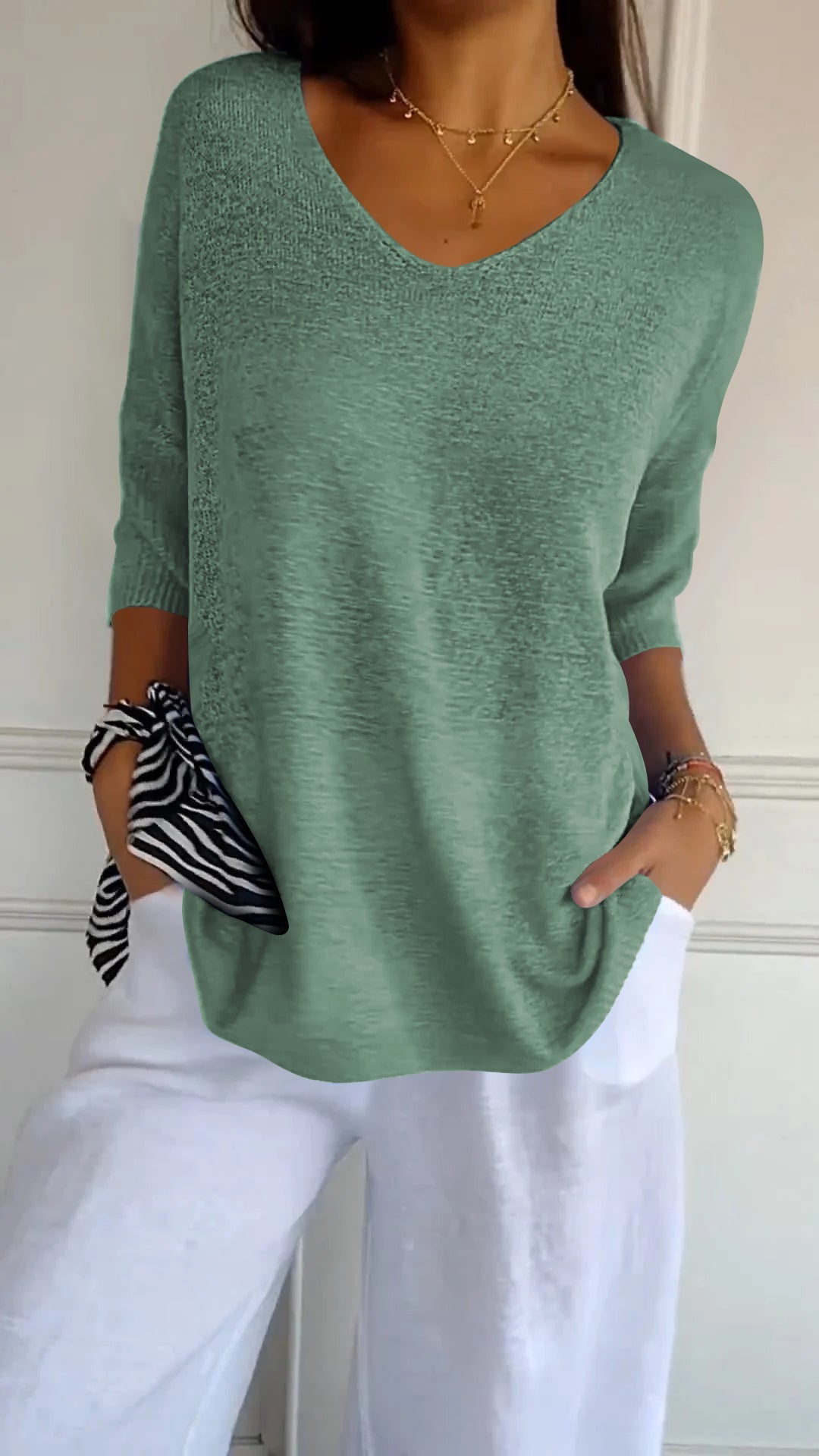 Isabella – Elegantes V-Ausschnitt Strickpullover für Damen