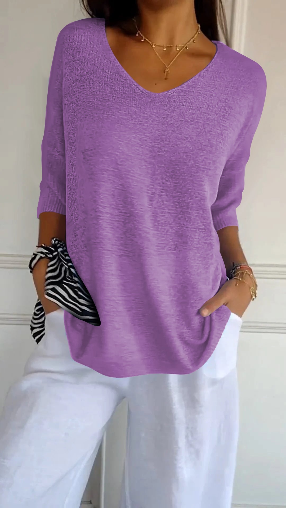 Isabella – Elegantes V-Ausschnitt Strickpullover für Damen