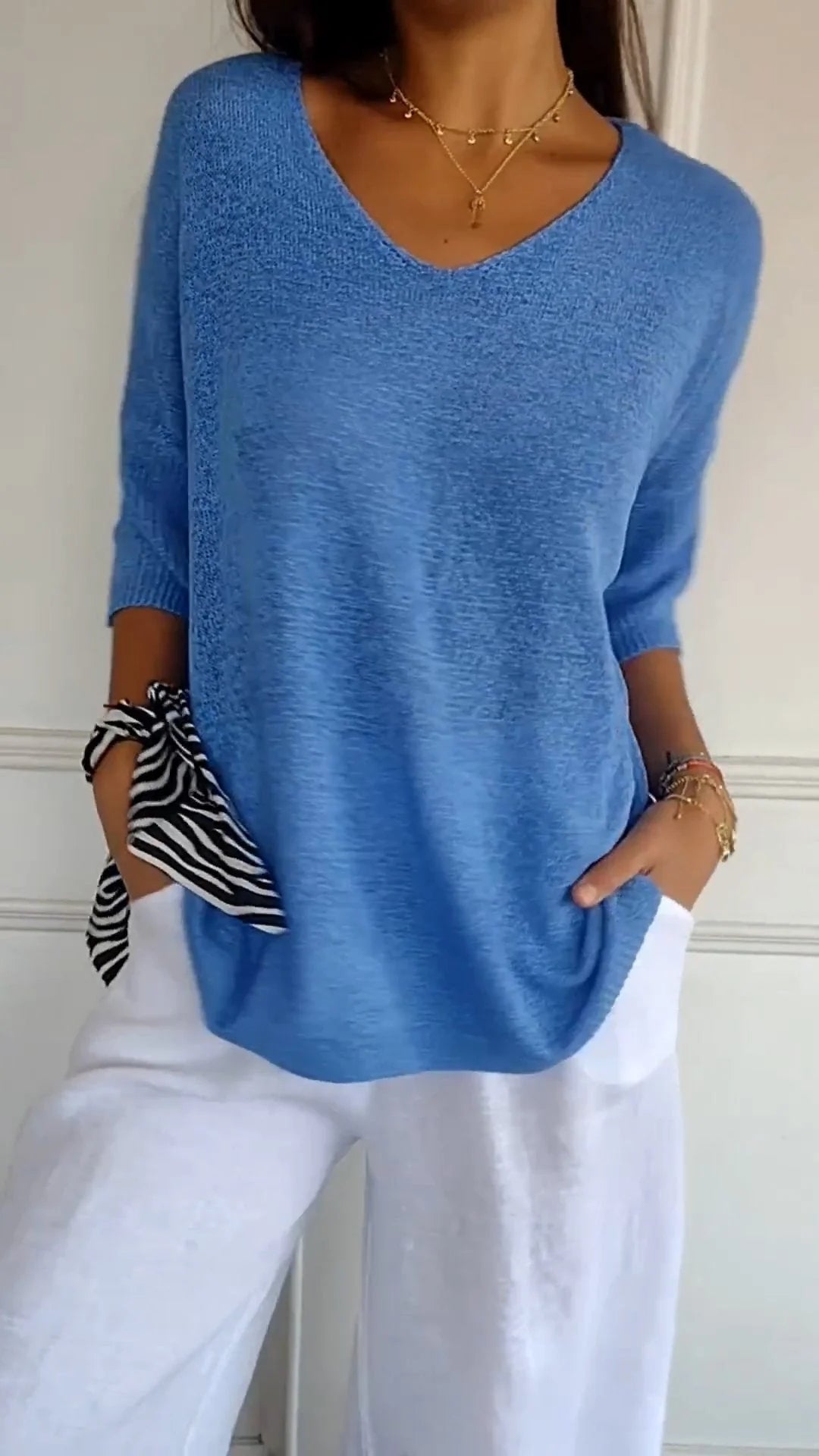 Isabella – Elegantes V-Ausschnitt Strickpullover für Damen