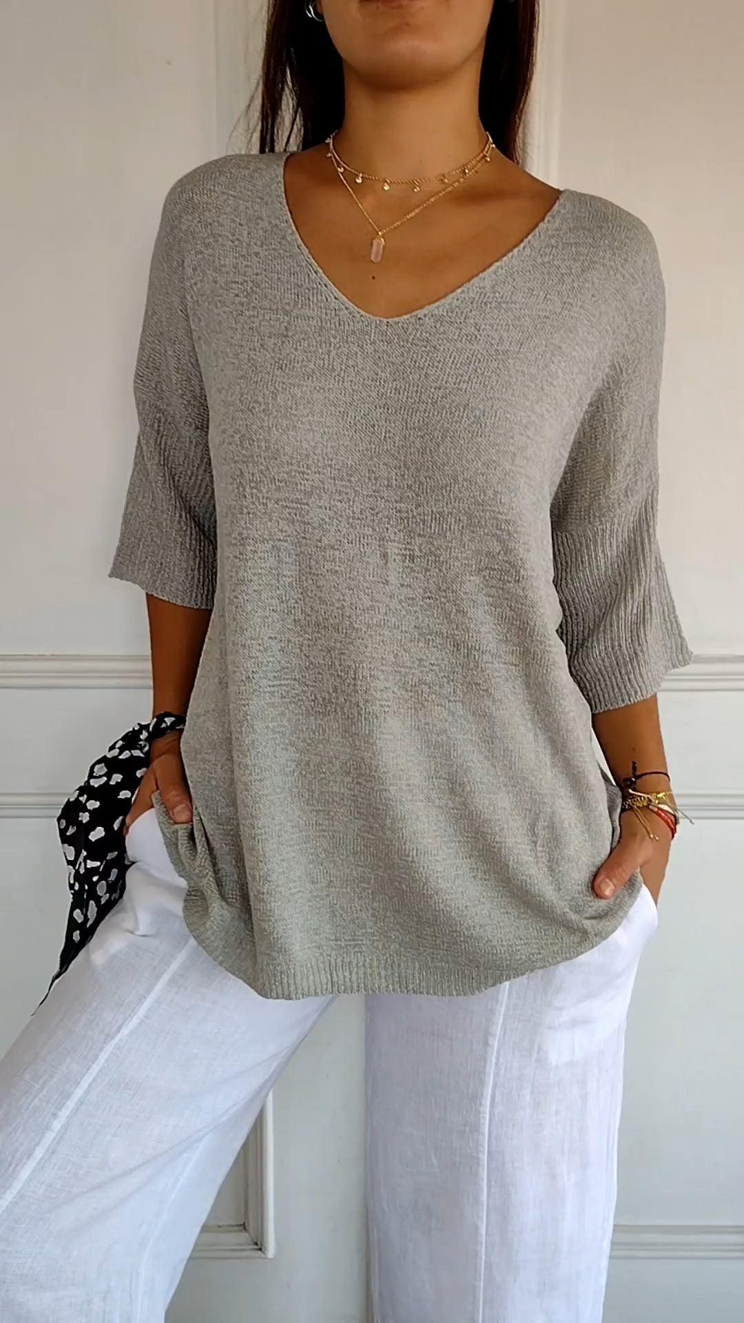 Isabella – Elegantes V-Ausschnitt Strickpullover für Damen