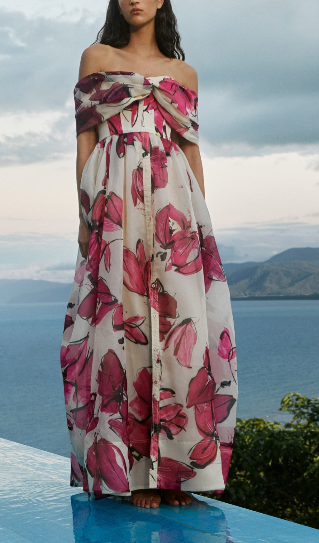 Isabella – Elegantes Bedrucktes Corsagen-Maxikleid für Damen