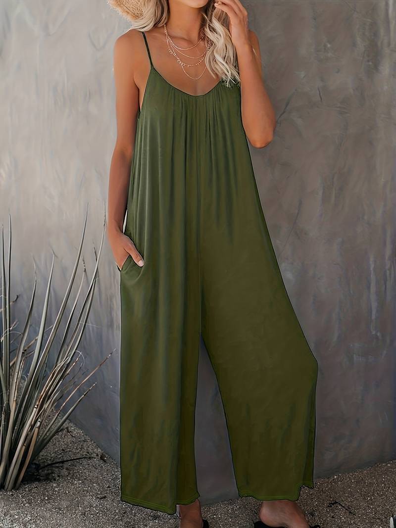 Magda – Rüschen-Boho-Overall mit weitem Bein für Damen