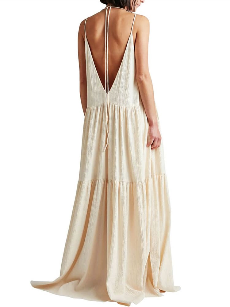 Mia – Elegantes V-Ausschnitt Maxikleid für Damen