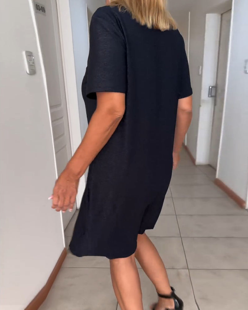 Giovanna – Elegantes Unifarbenes Shiftkleid für Damen