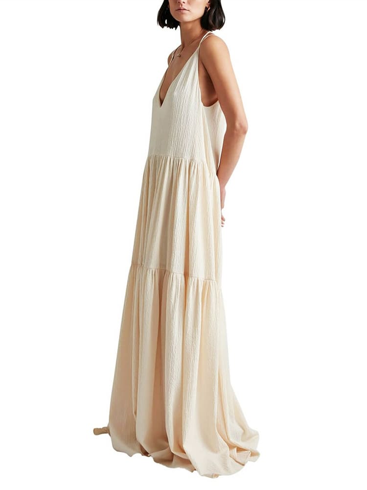 Mia – Elegantes V-Ausschnitt Maxikleid für Damen