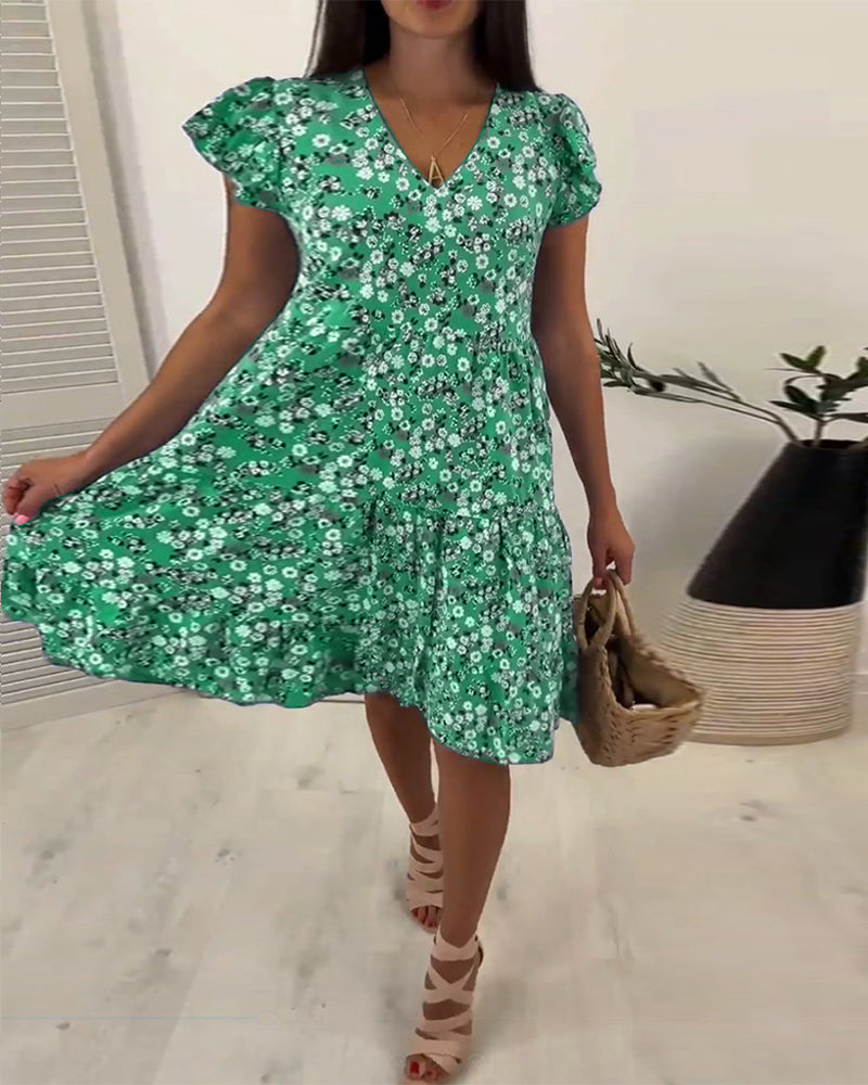 Elena – Blumiges Midi-Kleid für Damen