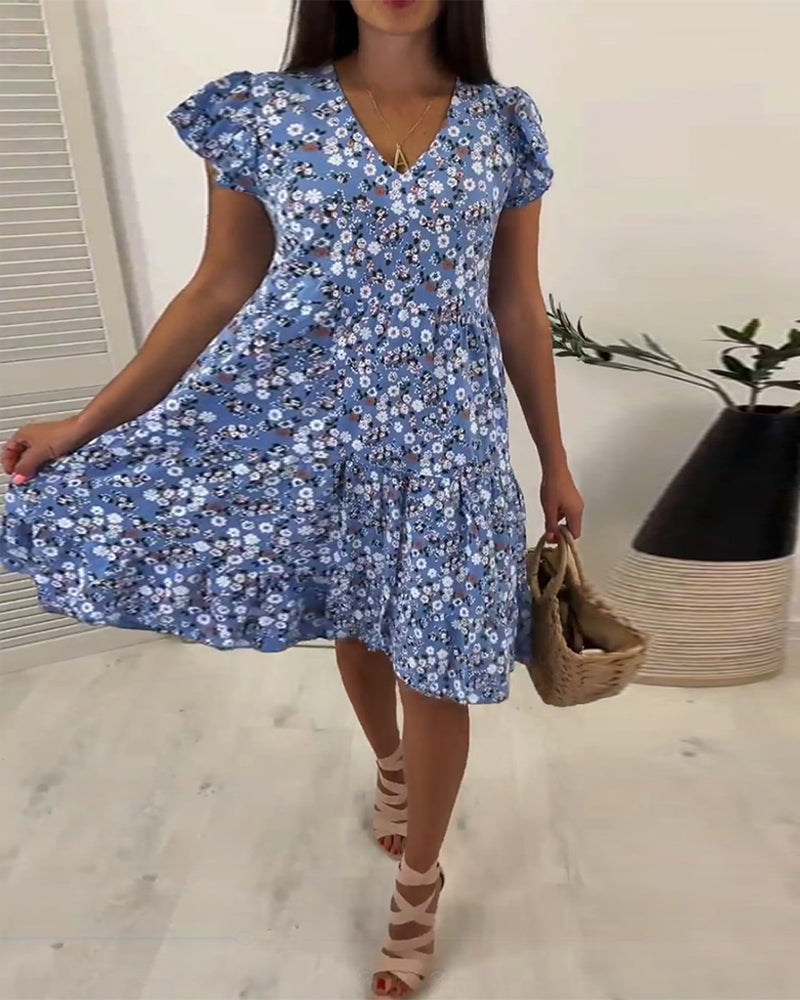 Elena – Blumiges Midi-Kleid für Damen