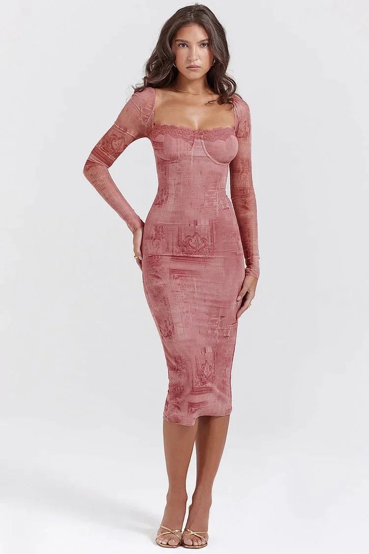 Camille – Langarm-Kleid mit farbenfrohem Print für Damen