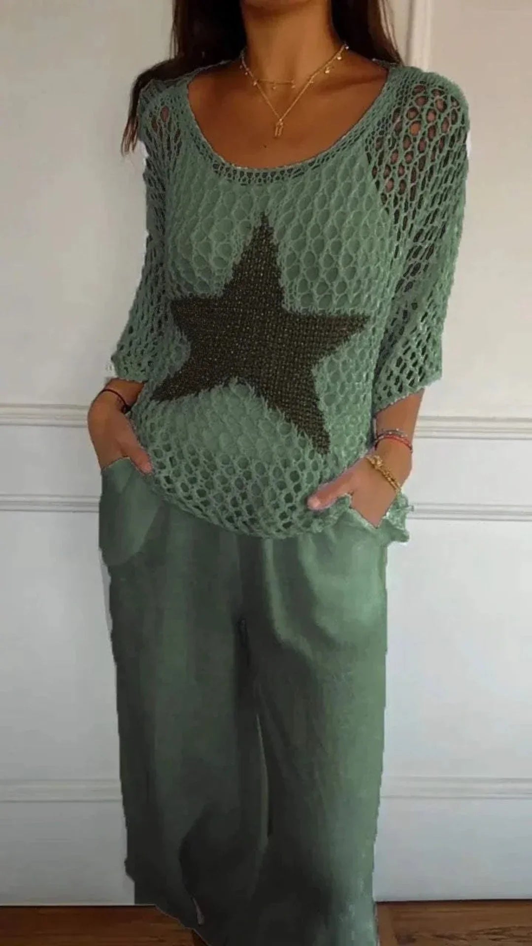 Stella – Elegantes Outfit-Set mit gehäkeltem Sternmuster für Damen