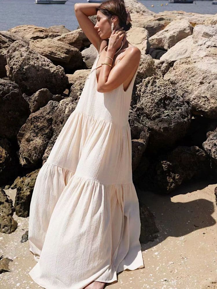 Mia – Elegantes V-Ausschnitt Maxikleid für Damen