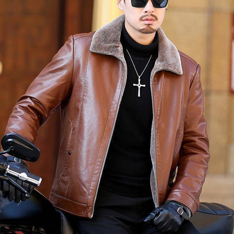 Ingo – Herren Jacke aus Kunstfleece und Leder