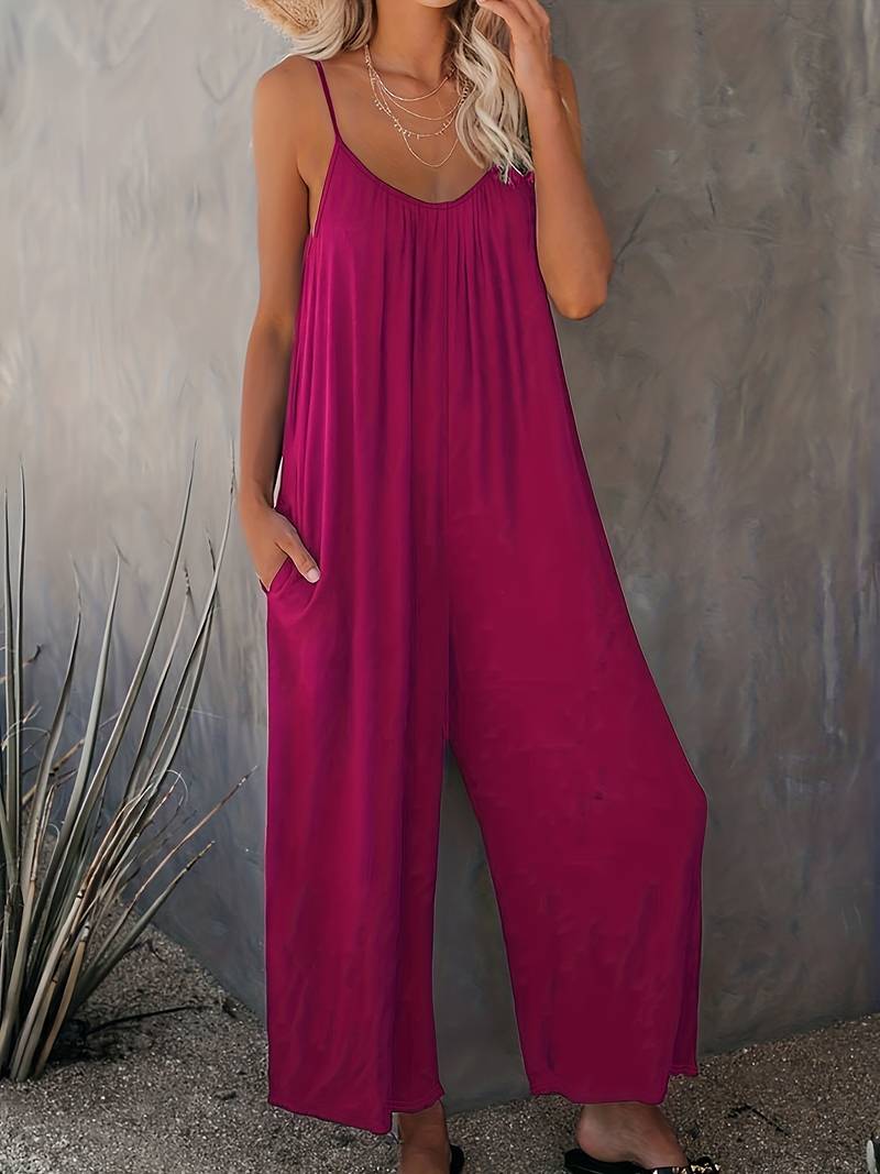 Magda – Rüschen-Boho-Overall mit weitem Bein für Damen