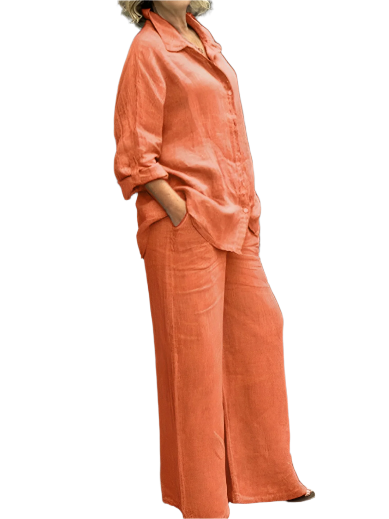 Lina - Damen 2-teiliges Leinen-Set