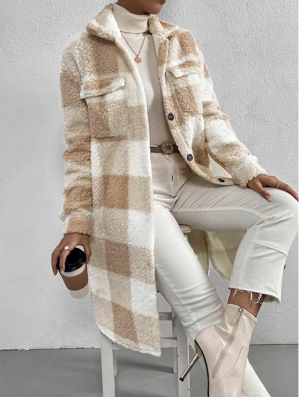 Juliette – Kuschelige Chic Lang geschnittene Sherpa-Jacke