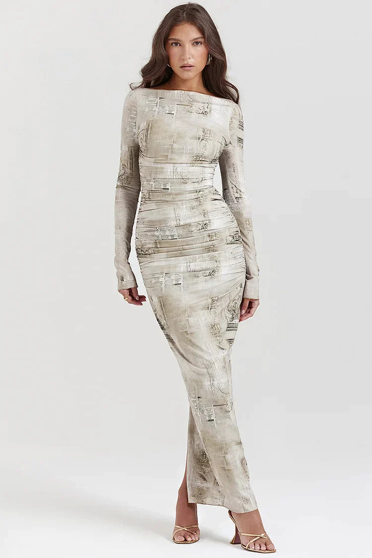 Camille – Langarm-Kleid mit farbenfrohem Print für Damen