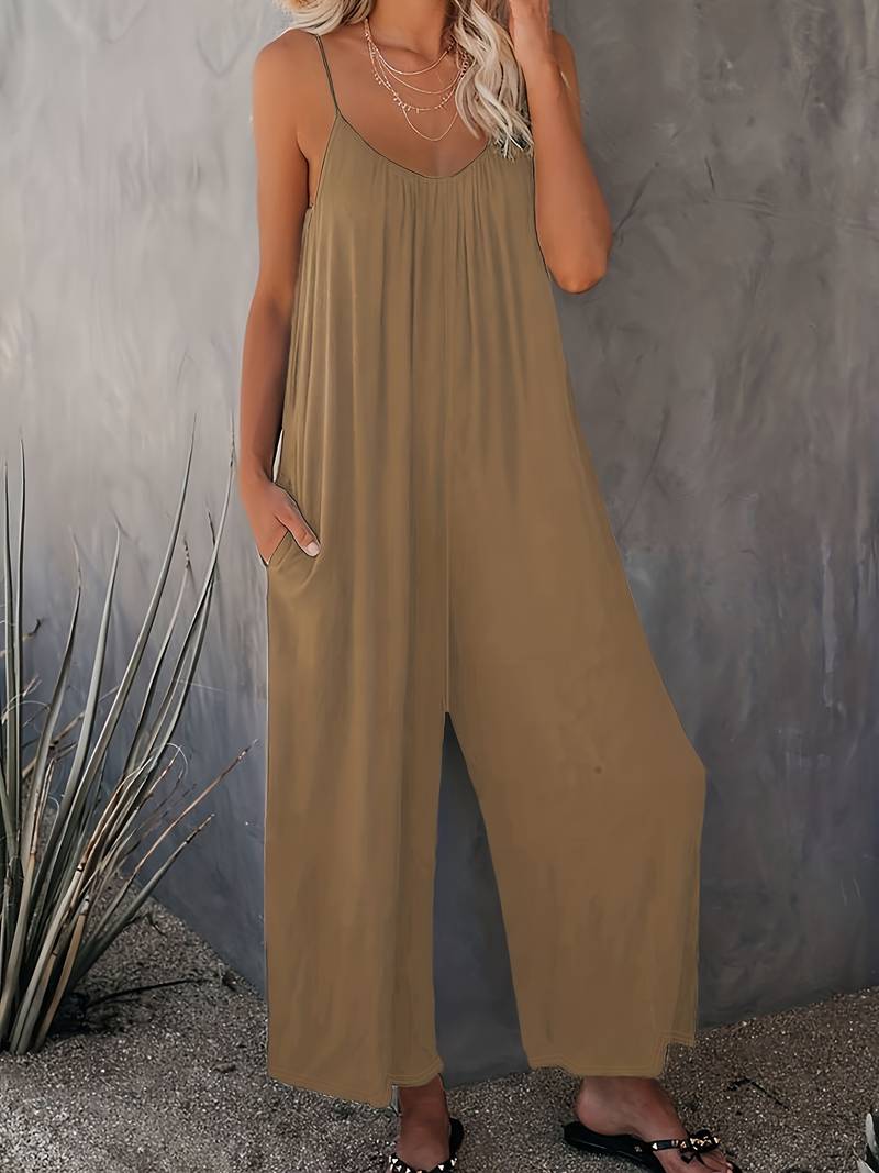 Magda – Rüschen-Boho-Overall mit weitem Bein für Damen