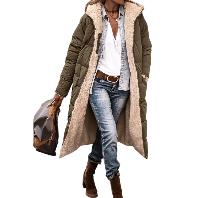 Francesca – Beidseitig Tragbarer Sherpa-Mantel für Damen