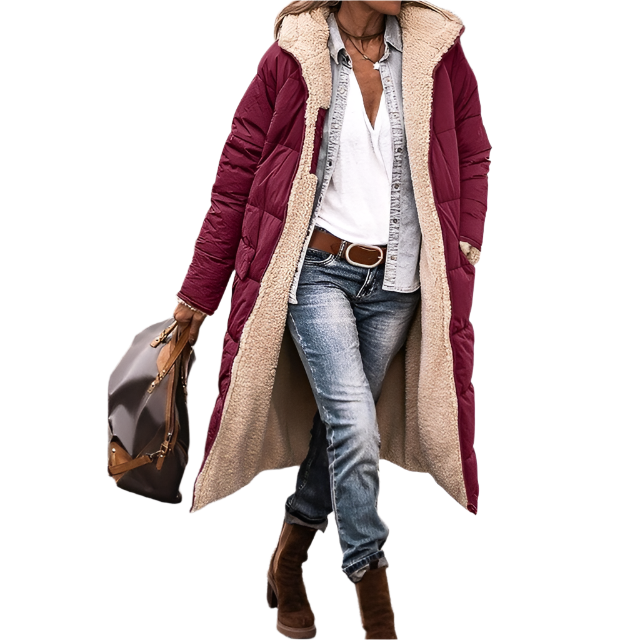 Francesca – Beidseitig Tragbarer Sherpa-Mantel für Damen