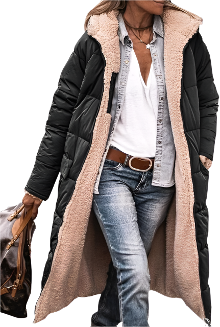 Francesca – Beidseitig Tragbarer Sherpa-Mantel für Damen