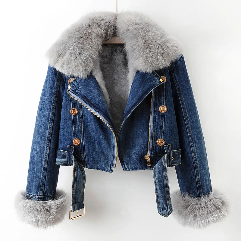 Giovanna – Luxuriöse Jeansjacke mit Fellfutter für Frauen