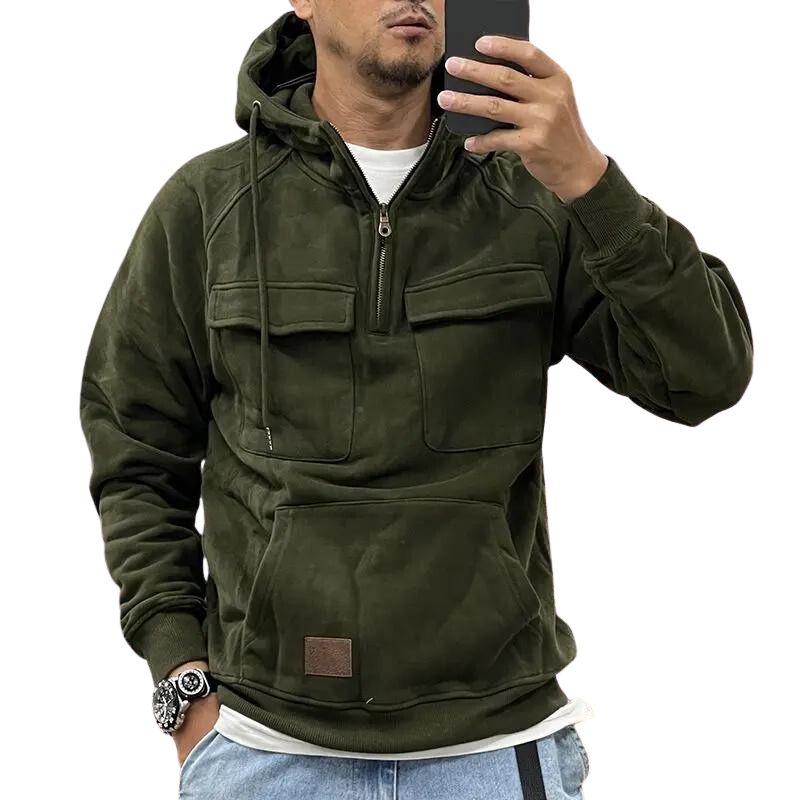 Matteo – Herren Viertel-Reißverschluss Pullover mit Kapuze