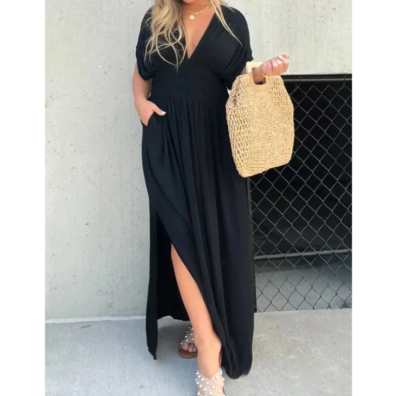 Camilla – Elegantes Damen V-Ausschnitt Kleid