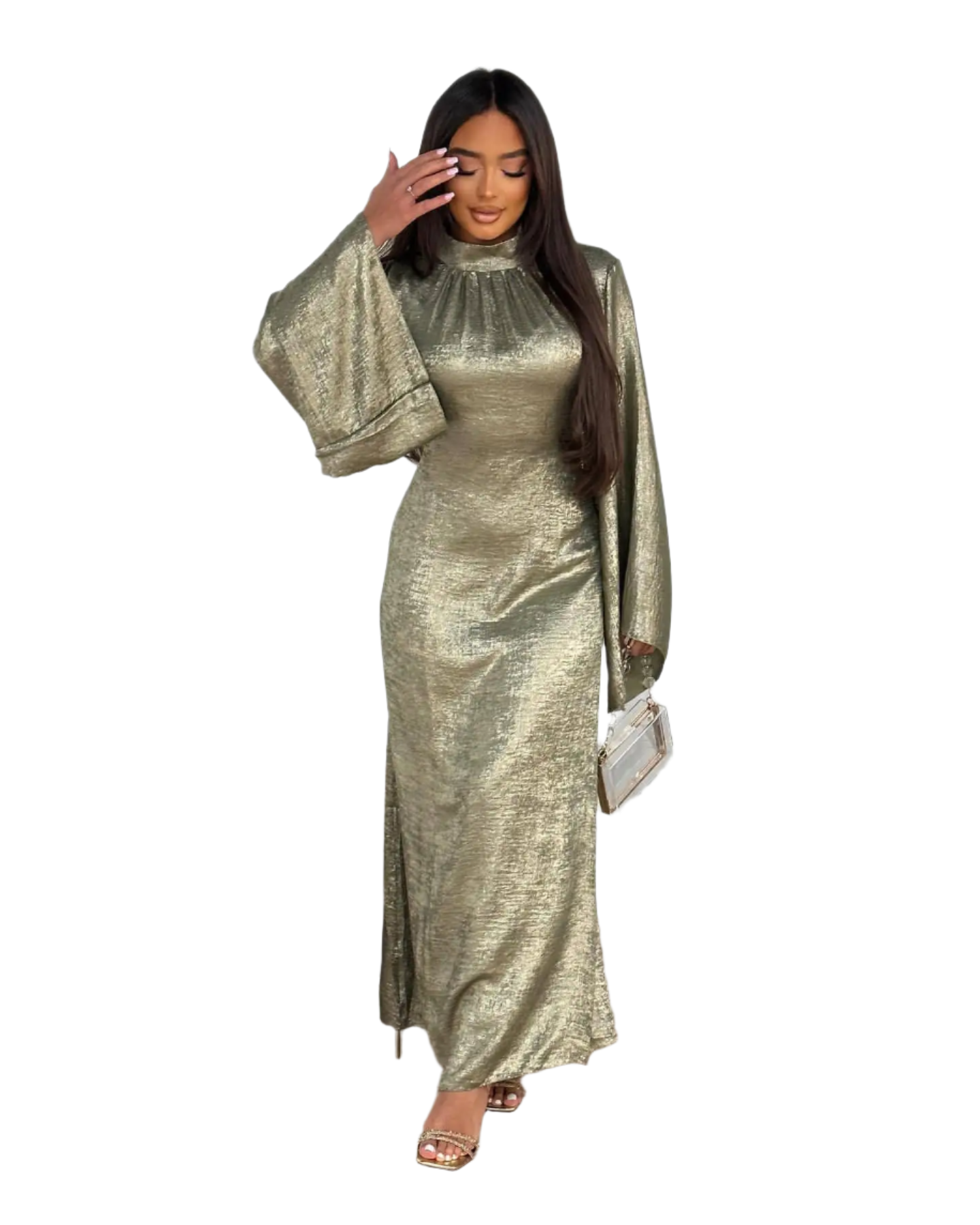 Layla – Elegante Satin-Abaya mit Pagodärmeln für Damen
