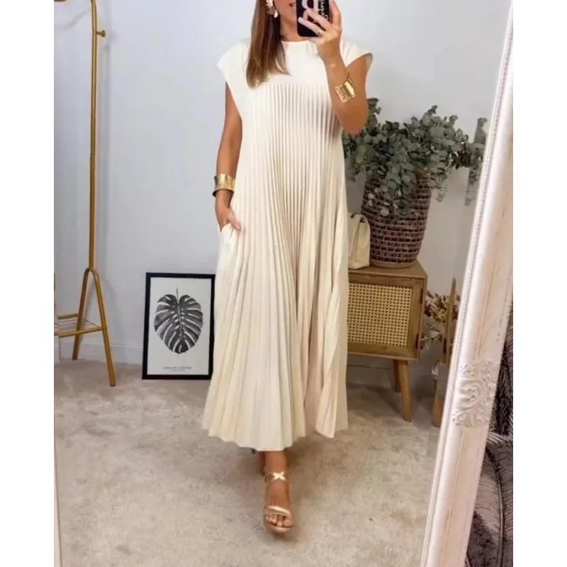 Elena – Elegantes ärmelloses Falten Damen Kleid