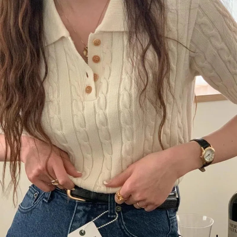 Ava – Kurzarm-Stricktop für Damen