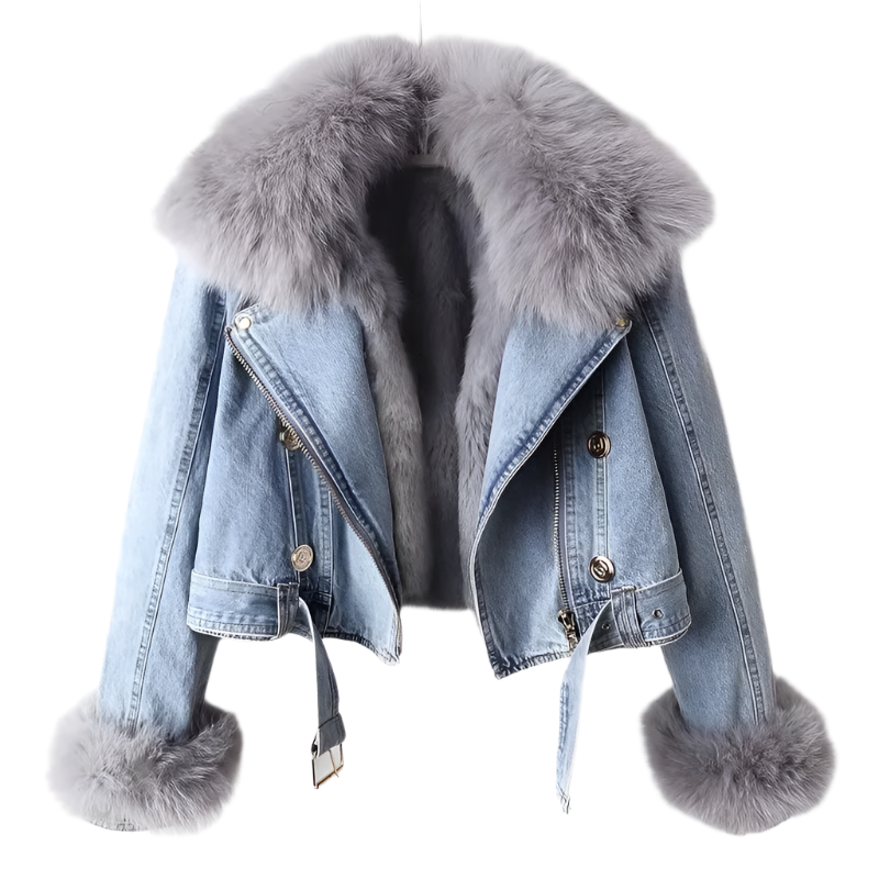 Giovanna – Luxuriöse Jeansjacke mit Fellfutter für Frauen