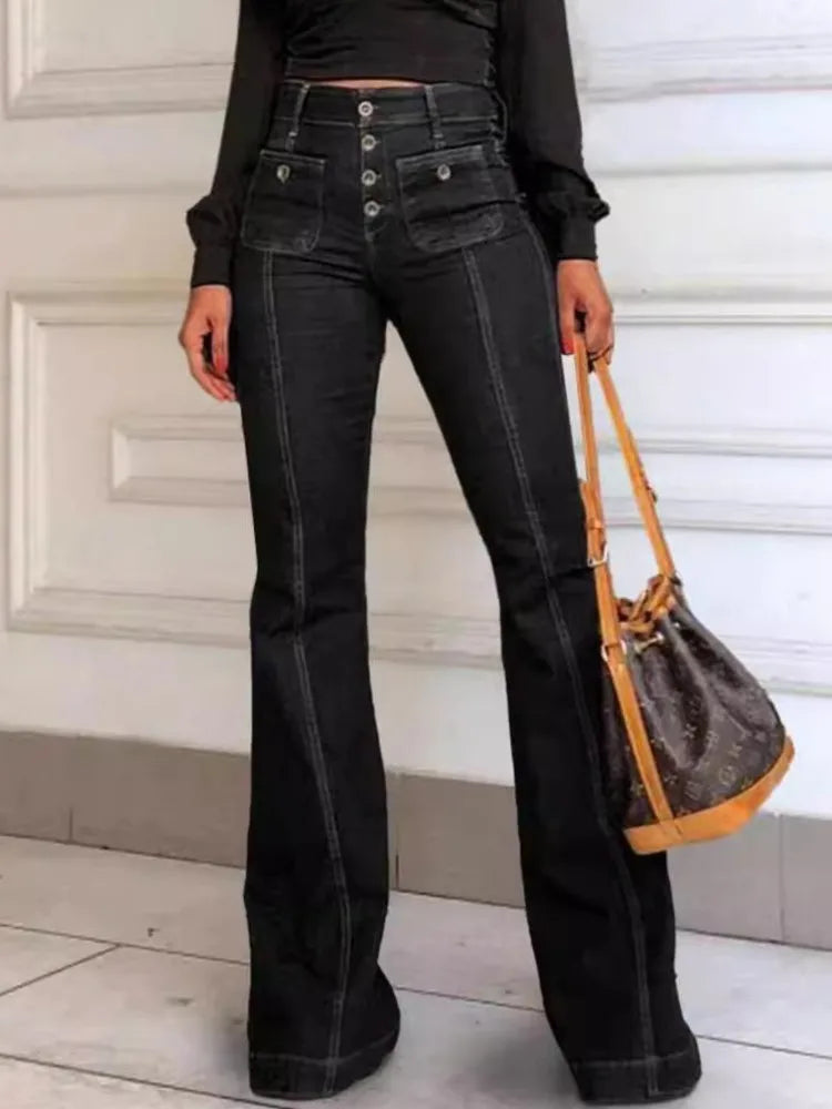 Yvonne – Vintage-Slim Damen-Schlaghose aus Denim