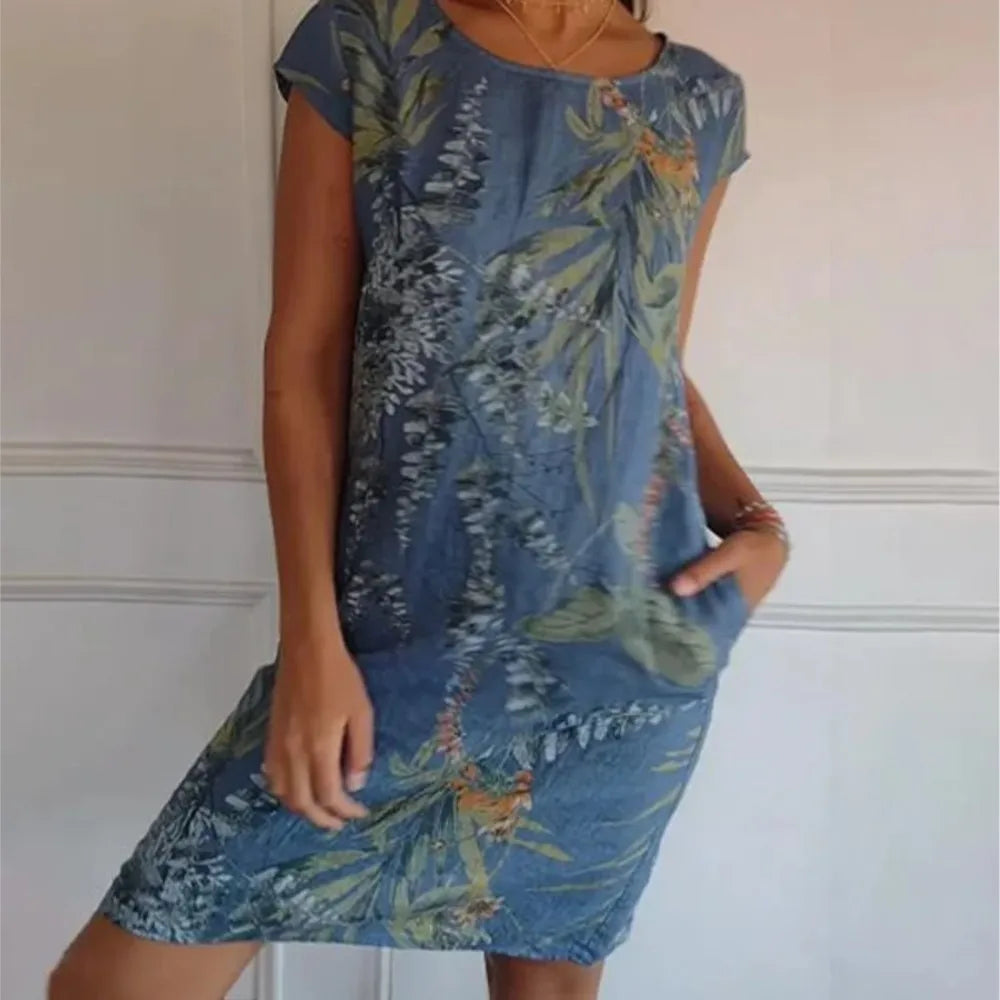 Mila – Sommerkleid mit Vintage-Print und Taschen für Damen