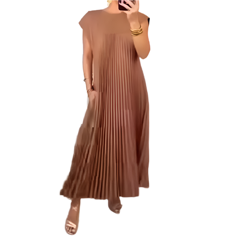 Elena – Elegantes ärmelloses Falten Damen Kleid